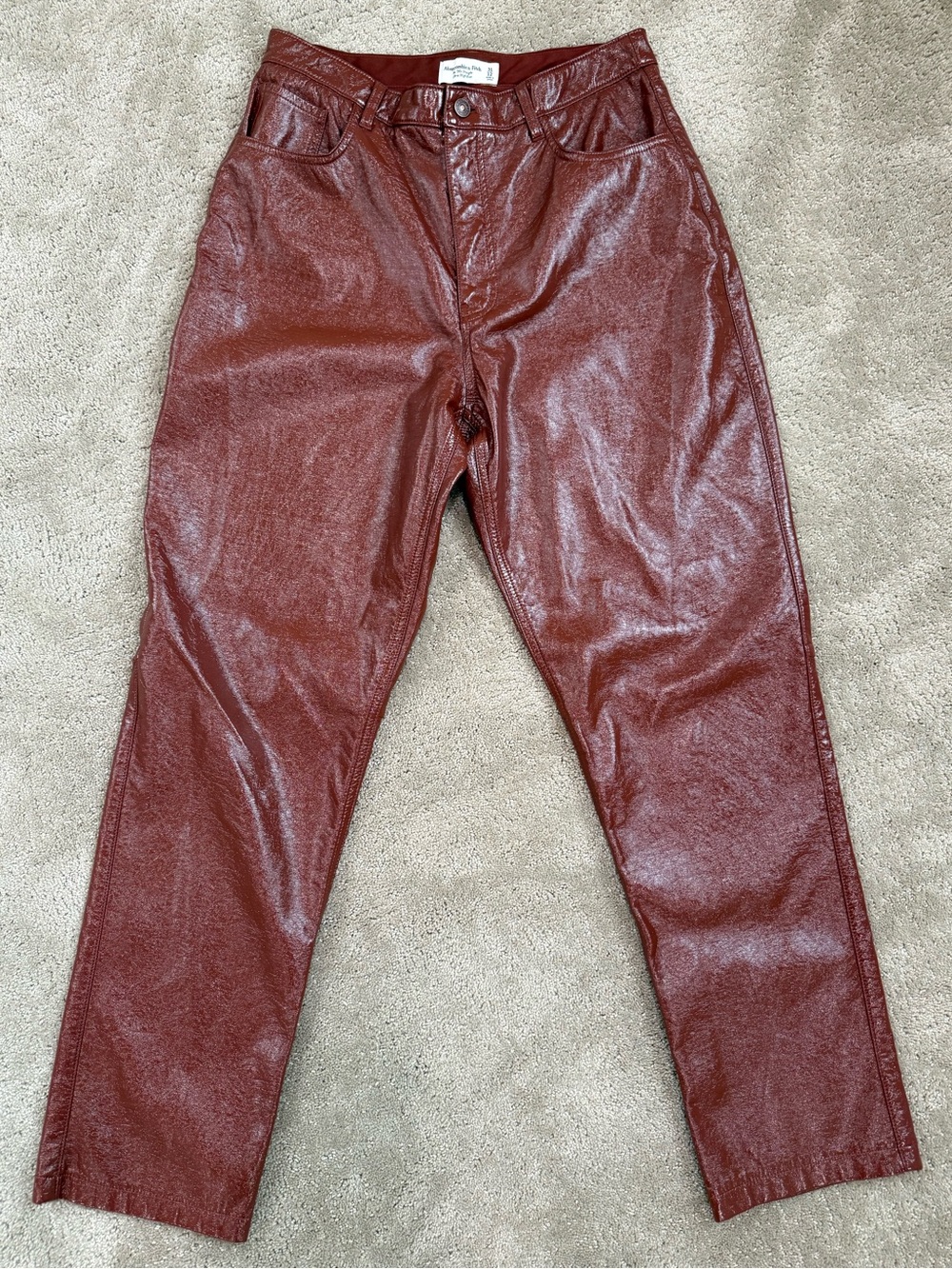 Abercrombie & Fitch 90s Straight Ultra High Rise Curve Love Faux Leather Pants